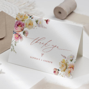 Carte De Remerciements Boho Garden Rose Fleurs Mariage