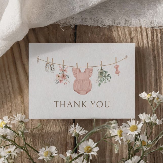 Carte De Remerciements Boho Girl Baby shower de vêtements pour bébé (Créateur téléchargé)