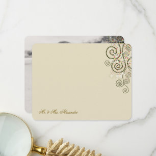 Carte De Remerciements Boho Green Dots & Spirales Élégante photo de maria