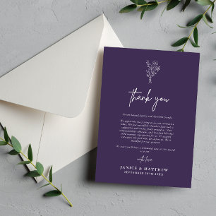 Carte De Remerciements Boho Minimale Botaniques Purple Mariage de automne