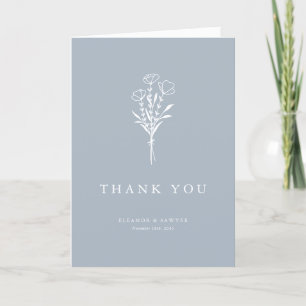 Carte De Remerciements Boho Minimaliste Botaniques Dusty Blue Mariage