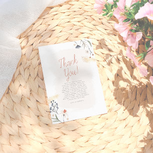 Carte De Remerciements Boho Minimaliste Floral à coups de pinceau Enterre