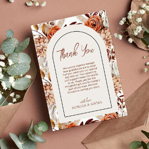 Carte De Remerciements Boho Neutral Aquarelle Mariage Pampas