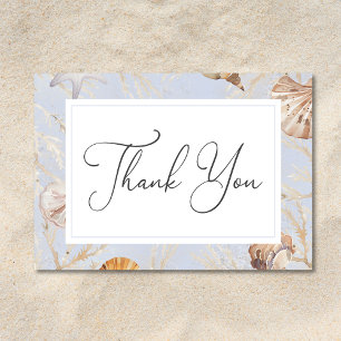 Carte De Remerciements Boho Ocean Dusty Blue Sur la plage Mariage