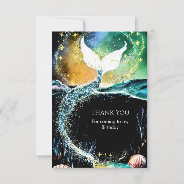Carte De Remerciements Boho Océan Sirène Anniversaire (Devant)
