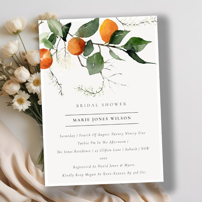 Carte De Remerciements Boho Orange Blossom Foliage Fête des mariées Invit (Créateur téléchargé)