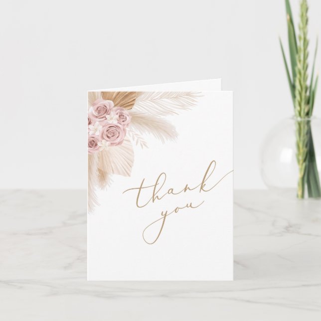 Carte De Remerciements Boho Pampas Grass Girl Baby shower (Devant)