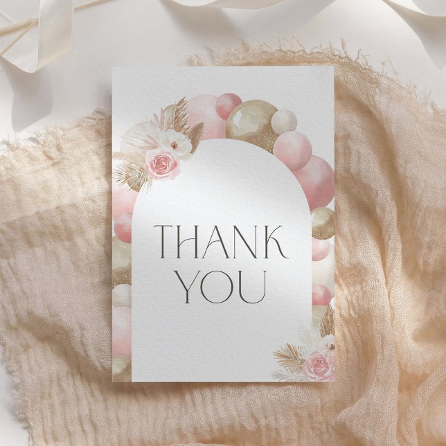 Carte De Remerciements Boho Pampas Grass Girl Baby shower (Créateur téléchargé)