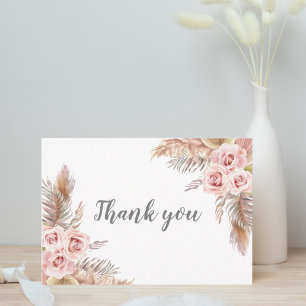 Carte De Remerciements Boho Pampas Rose Blush Floral