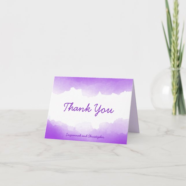 Carte De Remerciements Boho Pastel Purple Ombre Aquarelle personnalisée (Devant)