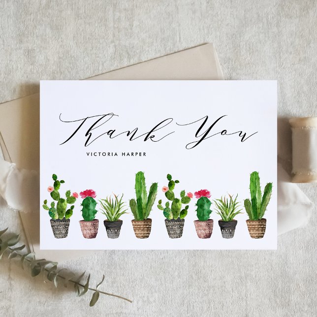 Carte De Remerciements Boho Pot Succulents et Cactus Graduation (Créateur téléchargé)
