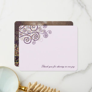 Carte De Remerciements Boho Pourple Dots Spirales Élégant Mariage Photo