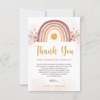 Carte De Remerciements Boho Rainbow Un petit rayon de soleil