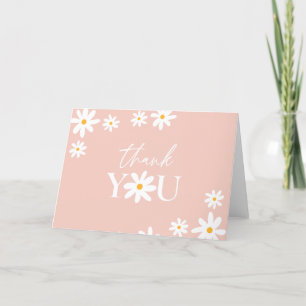 Carte De Remerciements Boho Retro Blush Rose Daisal Floral