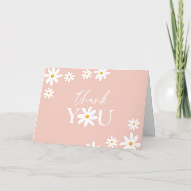 Carte De Remerciements Boho Retro Blush Rose Daisal Floral (Devant)