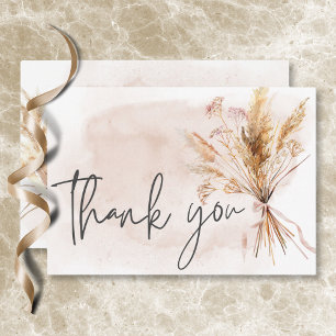 Carte De Remerciements Boho Rustic Pampas & Mariage de bouquet d'herbe sé