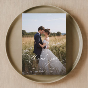 Carte De Remerciements Boho Rustic Photo Mariage