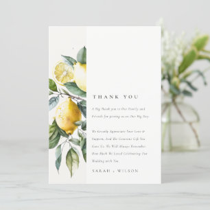Carte De Remerciements Boho Rustique Aquarelle Jaune Citron Jaune Mariage