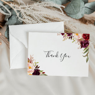 Carte De Remerciements Boho rustique coloré Floral Mariage plat