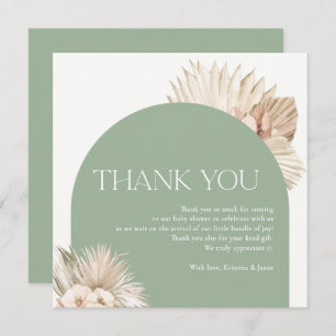 Carte de remerciements Boho Sage Green Baby shower
