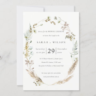 Carte De Remerciements Boho Sec Palm Pampas Grass Floral Mariage Inviter