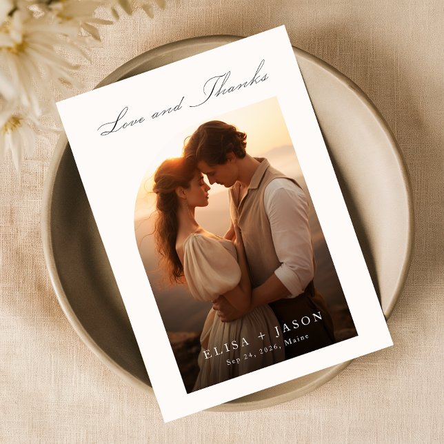 Carte De Remerciements Boho Simple Modern Photo Mariage (Créateur téléchargé)