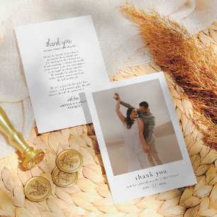 Carte De Remerciements Boho Style & Elegant Simple Photo Mariage