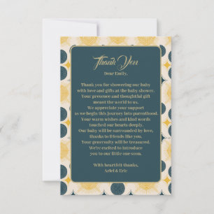 Carte De Remerciements Boho Sun Moon Stars bleu jaune