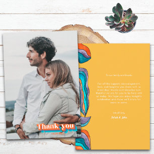 Carte De Remerciements Boho Super Retro Jaune Orange Typographie Wavy