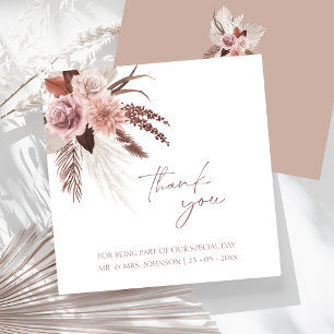 Carte De Remerciements Boho Terracotta Pampas Grass Mariage Floral