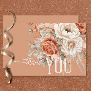 Carte De Remerciements Boho Terracotta Pêche & Crème Mariage Floral
