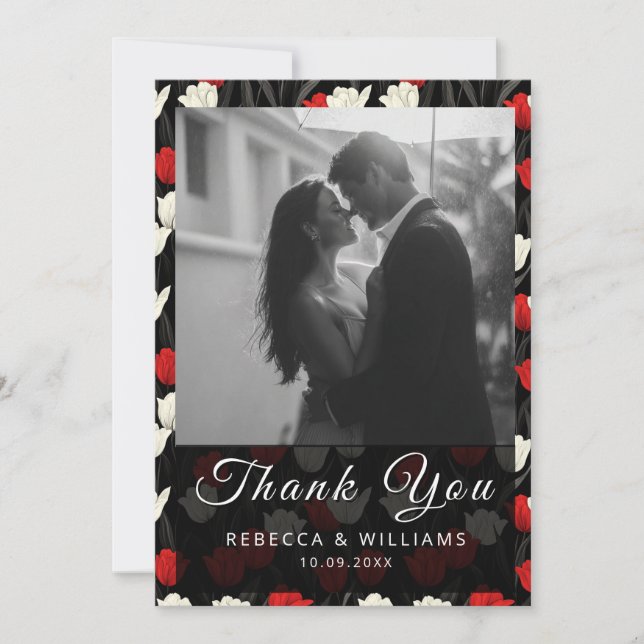 Carte De Remerciements Boho Tulip Floral Wedding Thank You Cards (Devant)