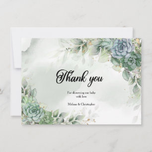 Carte De Remerciements Boho vert succulent baby shower eucalyptus