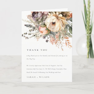 Carte De Remerciements Boho Watercolor Automne Automne Floral Bunal Maria