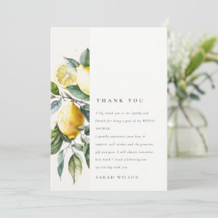 Carte De Remerciements Boho Watercolor Jaune Lemon Garden Fête des mariée