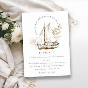 Carte De Remerciements Boho Watercolor Palm Voilier Mariage marin