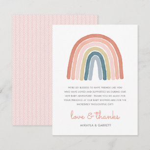 Carte De Remerciements Boho Watercolor Rainbow Baby shower