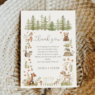 Carte De Remerciements Boho Woodland Animals Baby Shower Thank You Card 