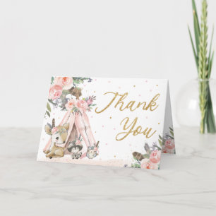 Carte De Remerciements Bois Animaux Boho Baby shower tribal Boho Annivers