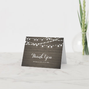 Carte De Remerciements Bois rustique & Lumières Mariage /Carte de remerci
