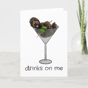 Carte De Remerciements Boissons sur moi Doodle Dog Dirty Martini