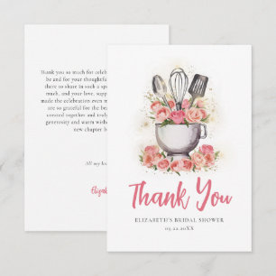 Carte De Remerciements Bol Mélangeur de Mixeur de Cuisine Fleurs Roses Ba