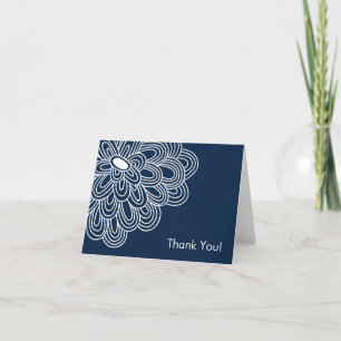 Carte De Remerciements Bold Bloom Navy Blue Bridal Shower Thank You Card