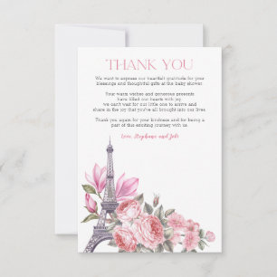 Carte De Remerciements Bonjour Bebe Baby shower Floral français