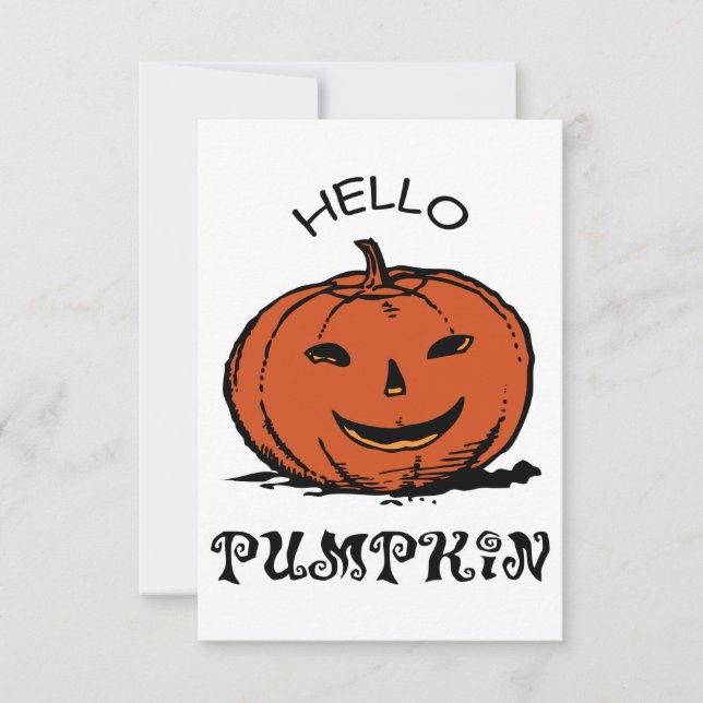 Carte De Remerciements Bonjour citrouille jack-o-lanterne illustration, N (Devant)