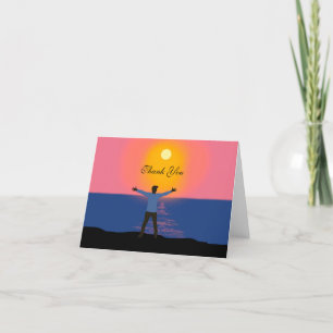 Carte De Remerciements Bonjour Sun Magical Sunset Beach Scène