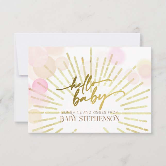 Carte De Remerciements Bonjour Sunshine Boho Moderne Happy Baby Girl Douc (Devant)