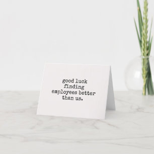 Carte De Remerciements bonne chance trouver des employés, patron laisser 