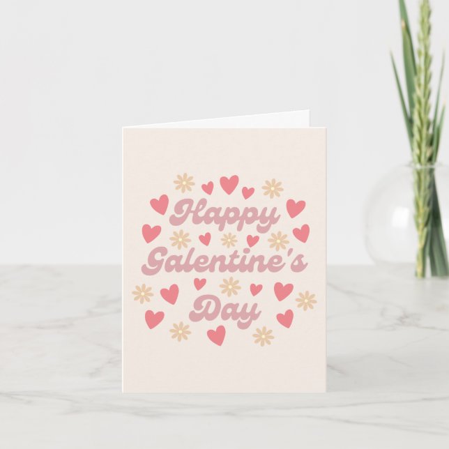 Carte De Remerciements Bonne Galentine's Day Retro Heart Valentine Card (Devant)