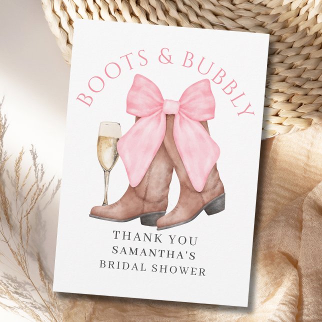 Carte De Remerciements Boots Bubbly Fête des mariées occidentale (Créateur téléchargé)